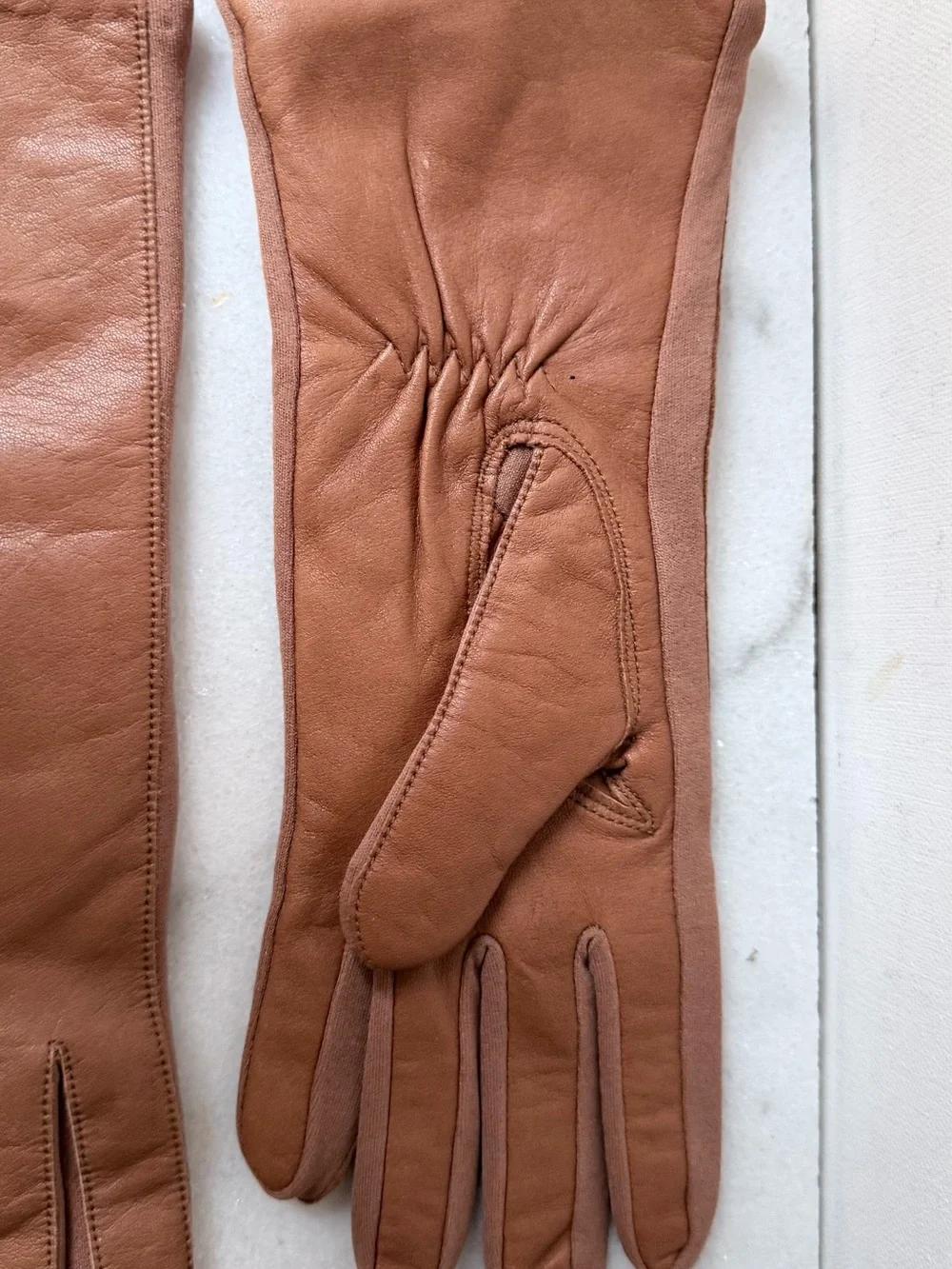 Classic Brown genuine Leather Long Gloves